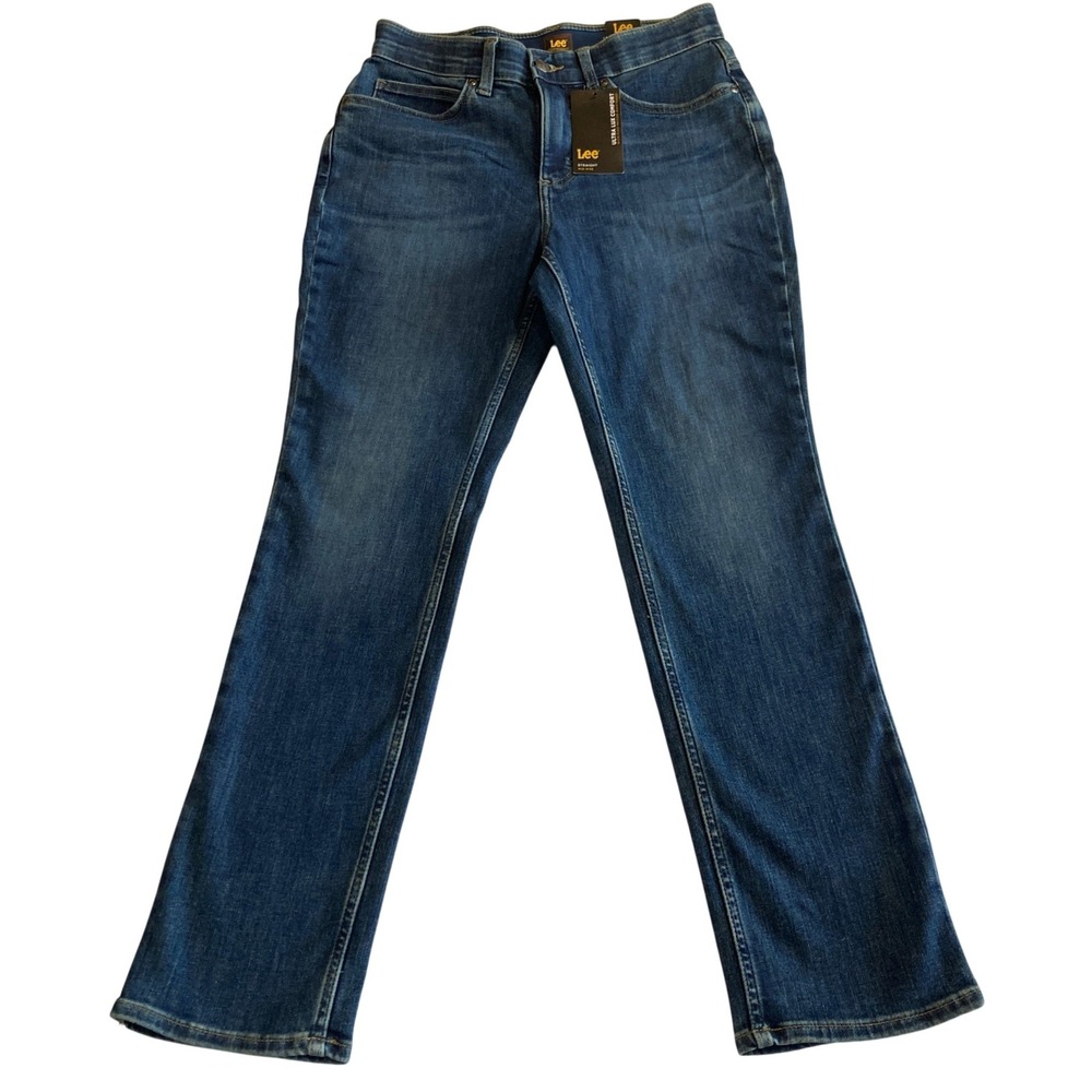 Lee Ultra Lux Comfort Straight Leg Jeans Mid‎ Rise Blue Denim Womens Size 6M NEW